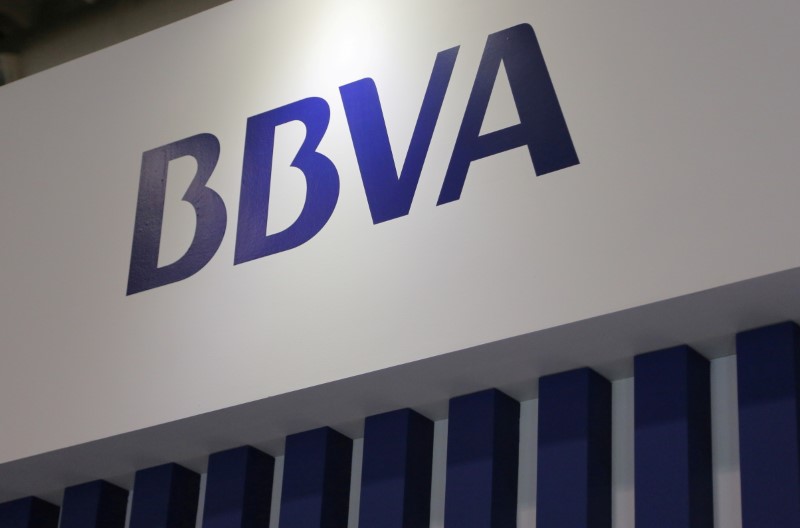 FILE PHOTO: The logo for BBVA is seen at the