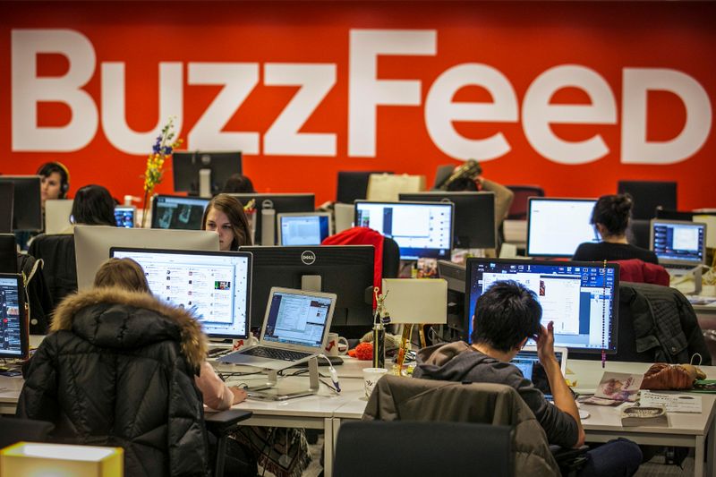 Buzzfeed employees work at the company’s headquarters in New York