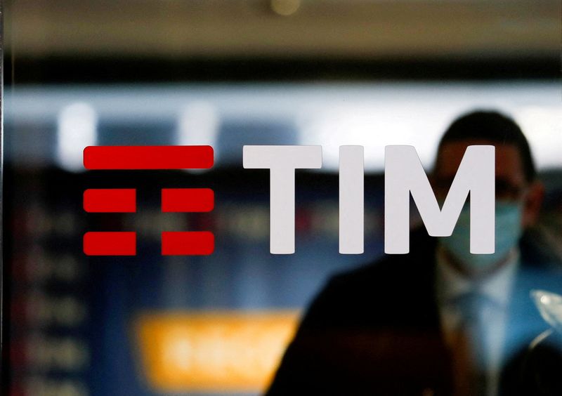 FILE PHOTO: The TIM logo is seen at its headquarters