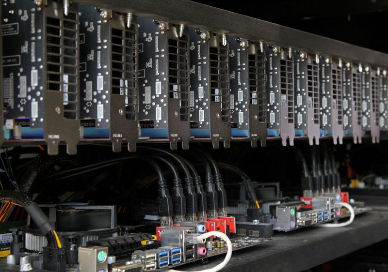 FILE PHOTO: Cryptocurrency mining facilities are seen in Pristina