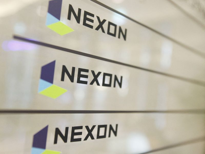 Logos of Nexon are seen at its main office building
