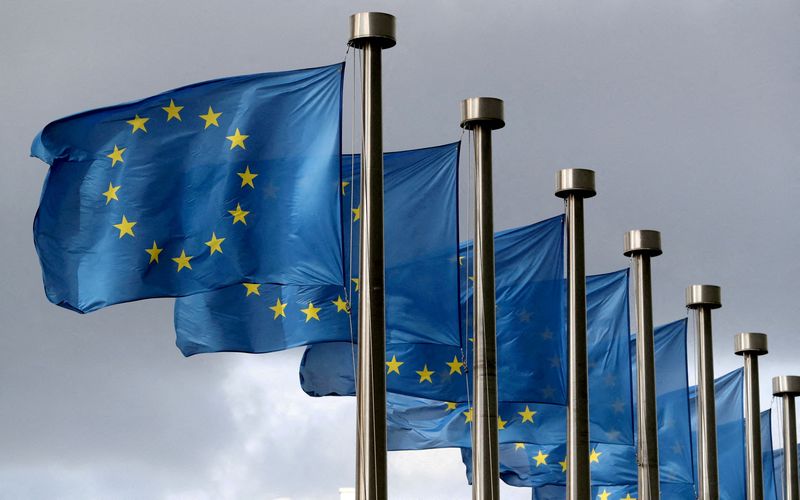 FILE PHOTO: FILE PHOTO: EU flags flutter in front of