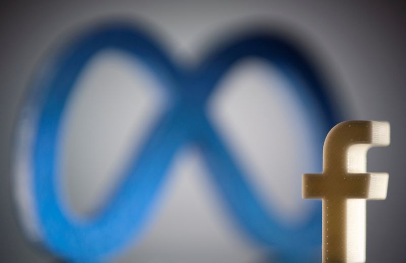 FILE PHOTO: Facebook’s rebrand logo Meta and a 3D printed