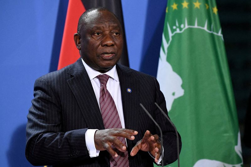FILE PHOTO: FILE PHOTO: South African President Cyril Ramaphosa addresses