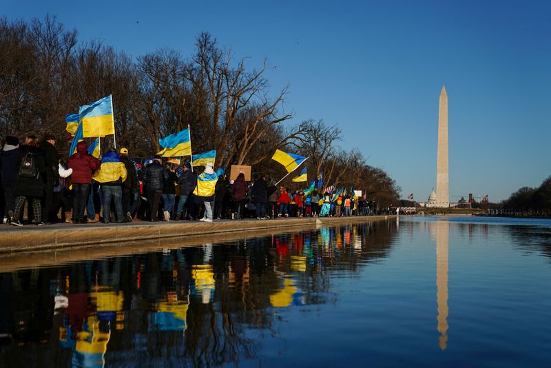 FILE PHOTO: Demonstrators participate in rally for Ukraine in Washington
