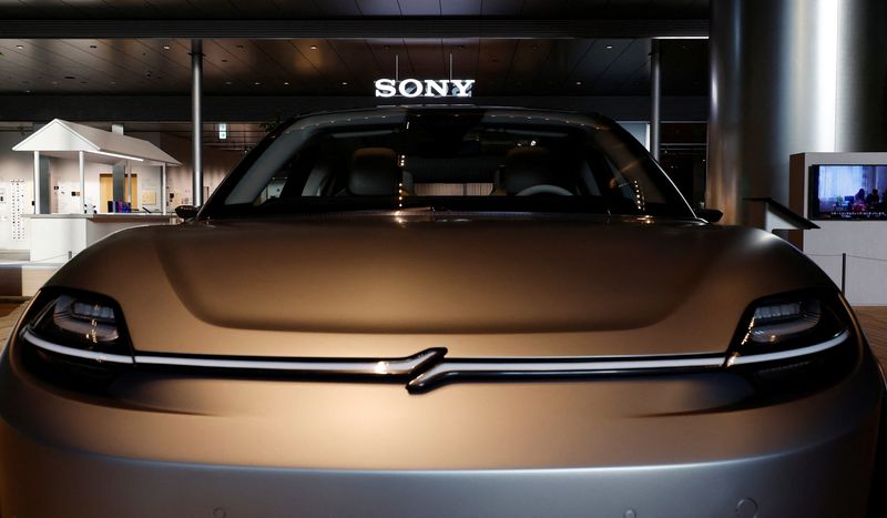 Sony Corp’s Vision-S Prototype vehicle is displayed at its headquarters