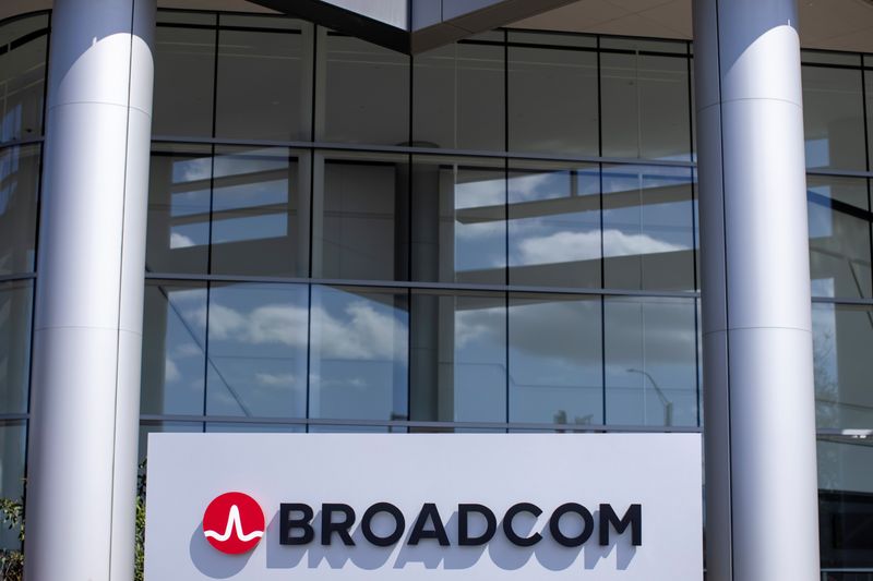 The Broadcom Limited company logo is shown outside one of