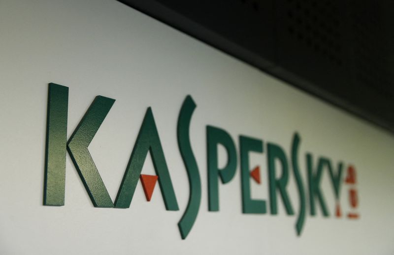 FILE PHOTO: The logo of Russia’s Kaspersky Lab is on