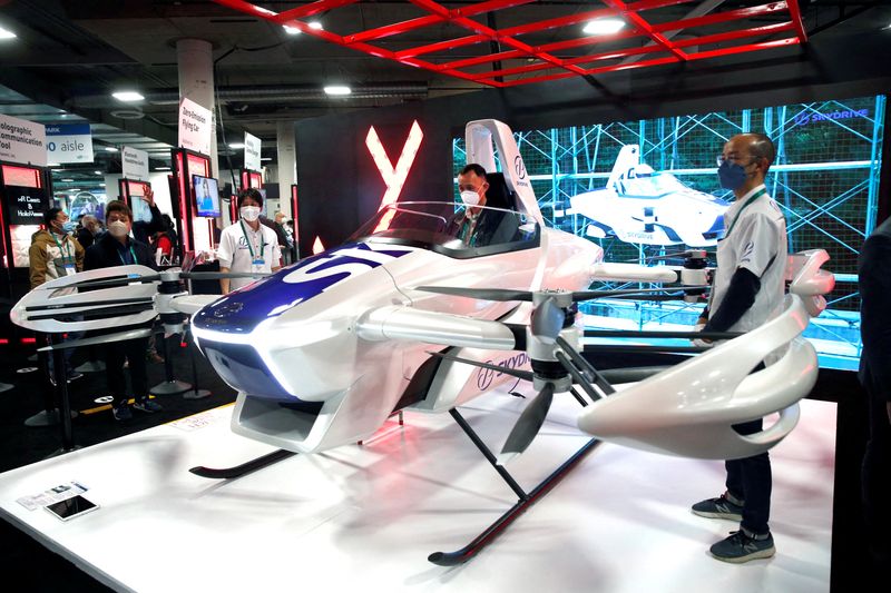 FILE PHOTO: A SkyDrive flying car is pictured at CES