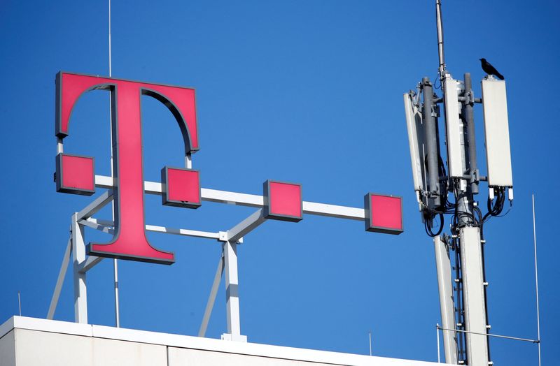 FILE PHOTO: The logo of German telecoms giant Deutsche Telekom