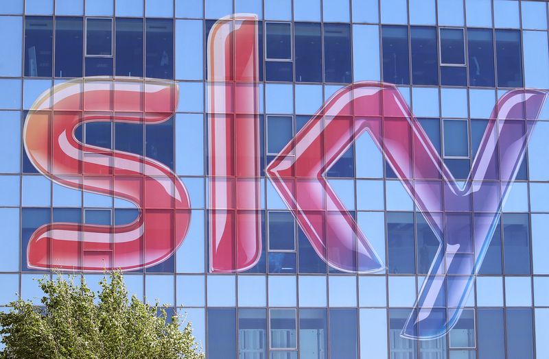 FILE PHOTO: Sky logo is seen at the exterior of