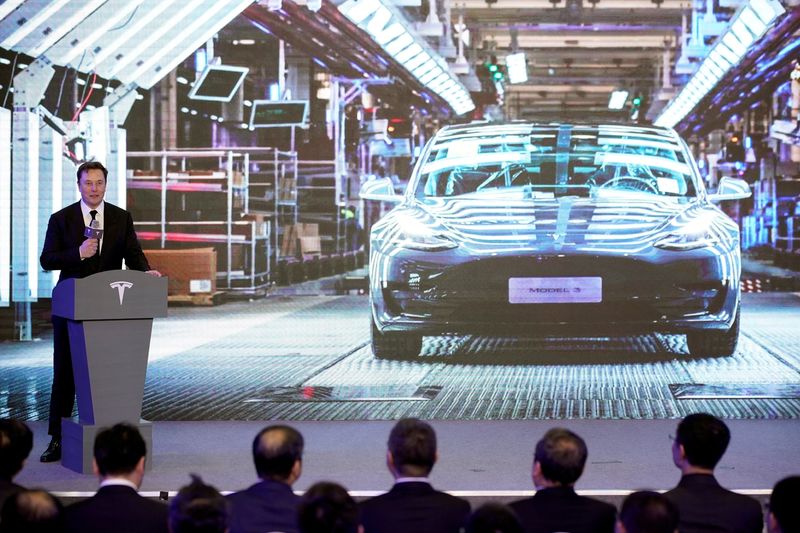 FILE PHOTO: Tesla Inc CEO Elon Musk speaks in Shanghai