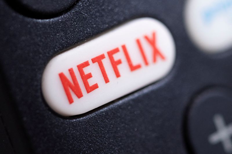 FILE PHOTO: The Netflix logo is seen on a TV