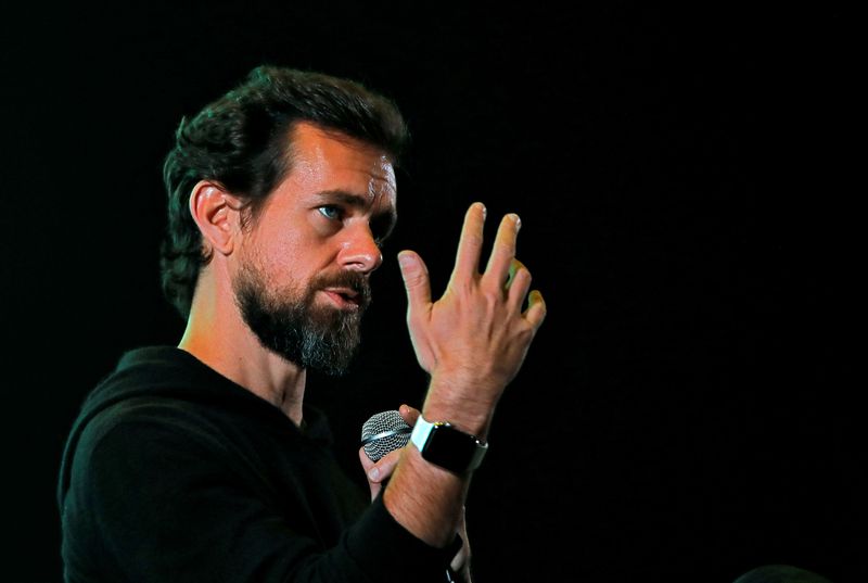 FILE PHOTO: Twitter CEO Jack Dorsey addresses students during a