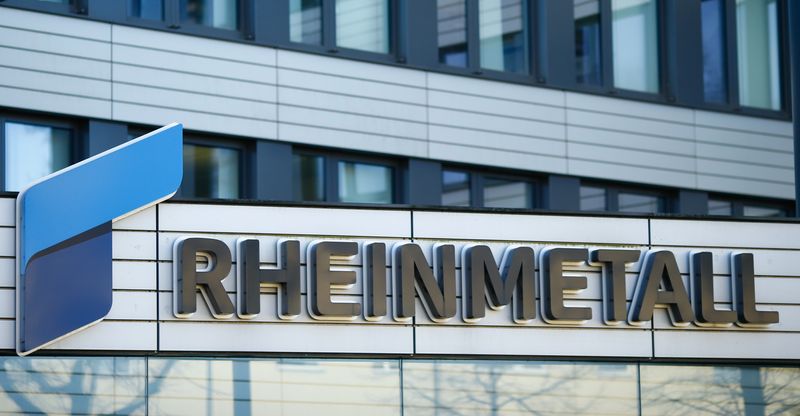 The logo of Germany’s Rheinmetall AG is seen after the
