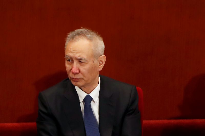 Chinese Vice Premier Liu He attends the opening session of