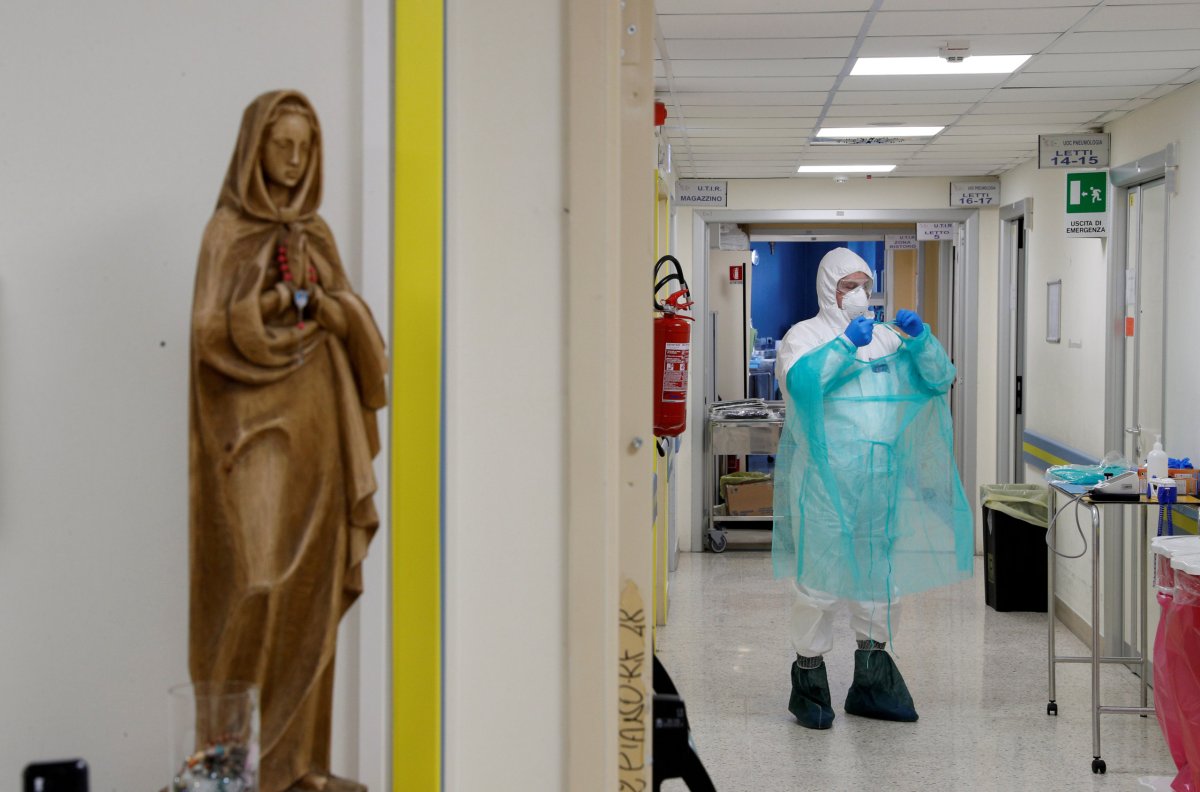 FILE PHOTO:  A medical worker in a protective suit