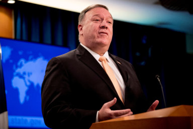 U.S. Secretary of State Mike Pompeo attends a news conference