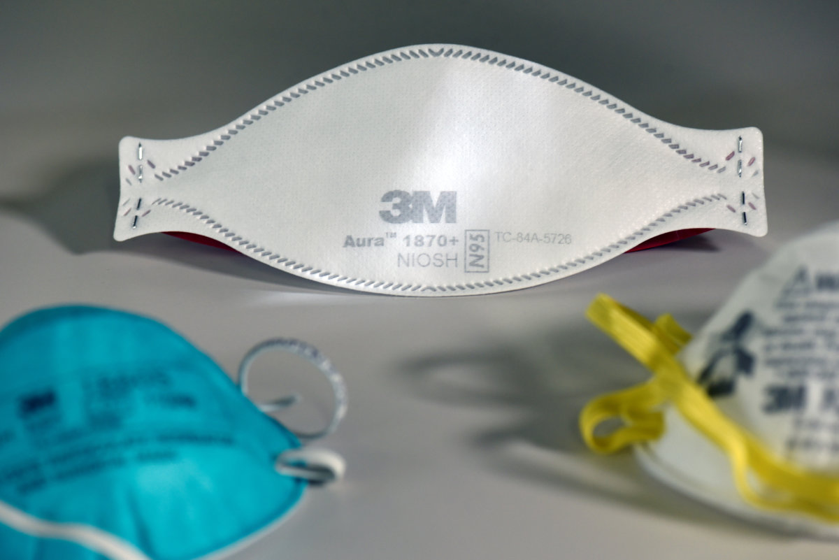 Various N95 respiration masks at a laboratory of 3M, that