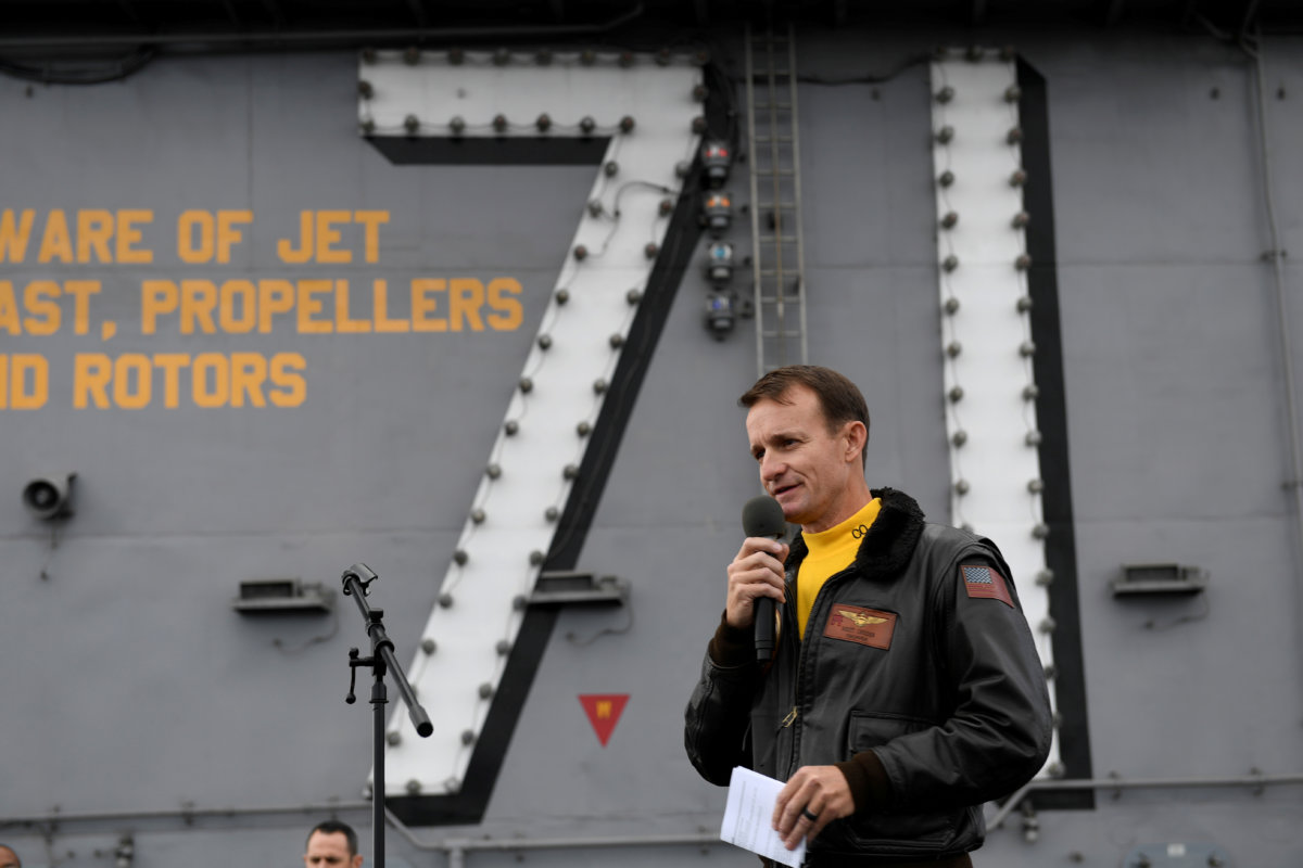 Captain Brett Crozier, commanding officer of the U.S. Navy aircraft