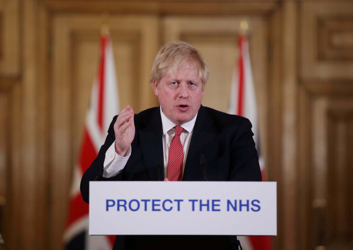 FILE PHOTO: British PM Johnson gives daily address to nation