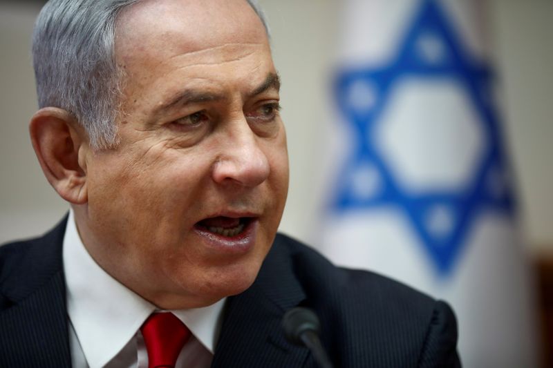 FILE PHOTO: Israeli Prime Minister Benjamin Netanyahu speaks as he