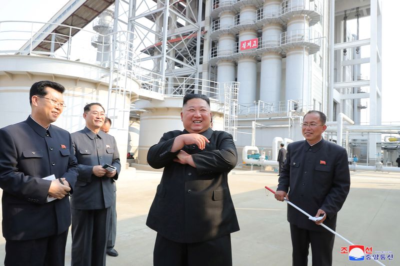 North Korean leader Kim Jong Un attends the completion of