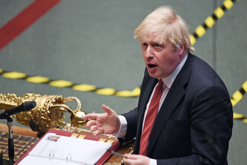 Britain’s Prime Minister Boris Johnson gives a statement on COVID-19