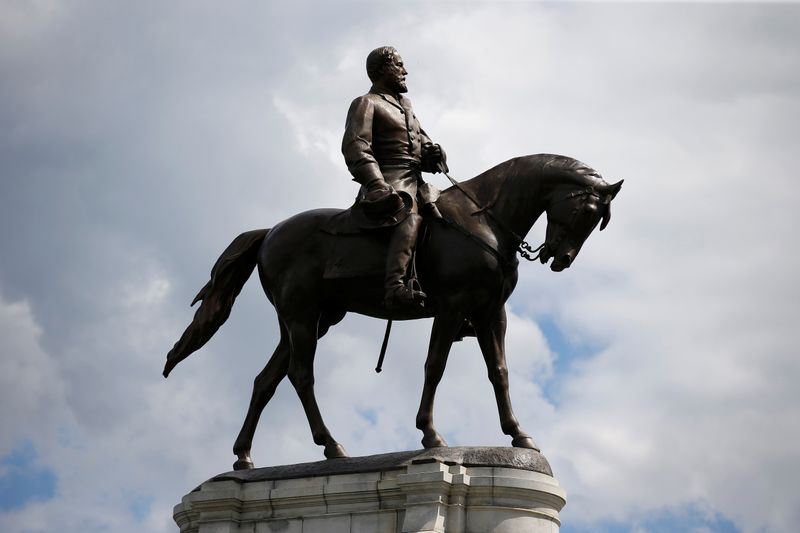 The statue of Confederate General Robert E. Lee in Richmond,