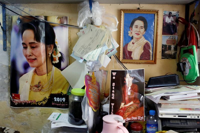 FILE PHOTO: Photos of Myanmar State Counselor Aung San Suu