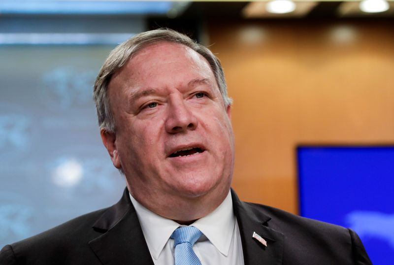 U.S. Secretary of State Pompeo speaks during a joint briefing