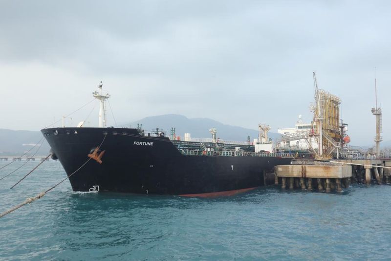 The Iranian tanker ship “Fortune” is seen at El Palito