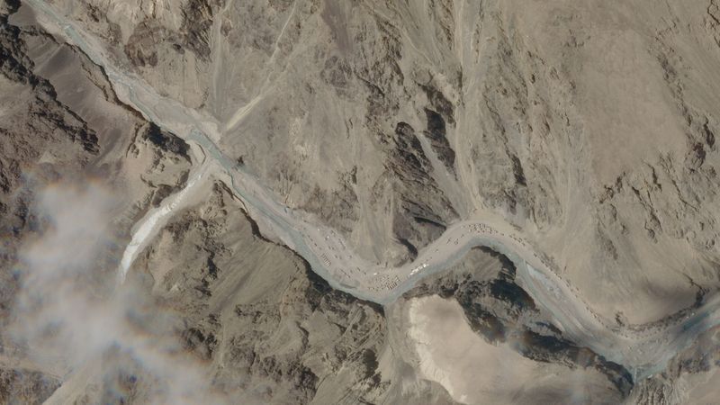 A satellite image taken over Galwan Valley in Ladakh