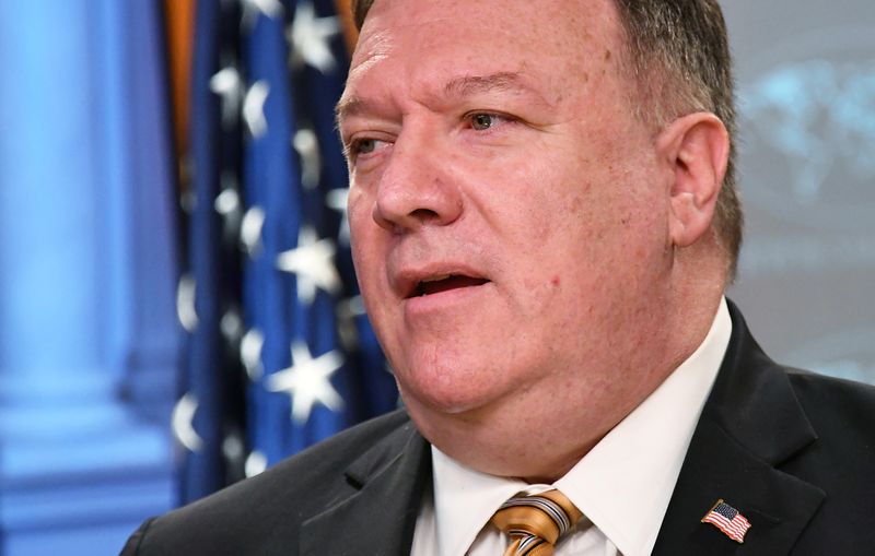 FILE PHOTO: U.S. Secretary of State Mike Pompeo gives news
