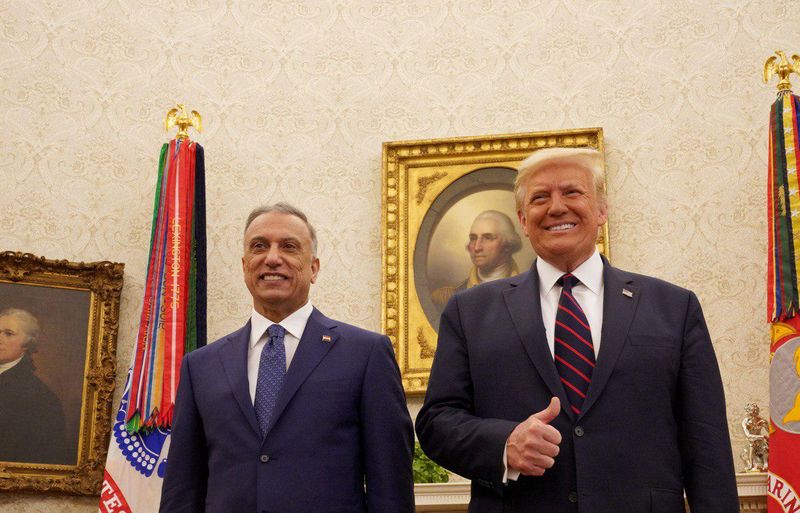U.S. President Donald Trump receives Iraq’s Prime Minister Mustafa al-Kadhimi