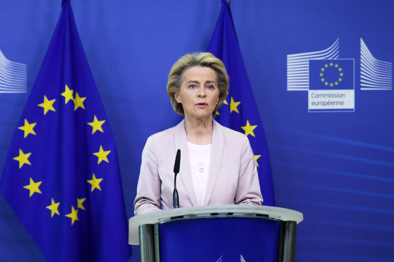 European Commission President Ursula von der Leyen makes an announcement