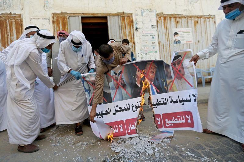 Palestinians protest against Bahrain’s move to normalise ties with Israel