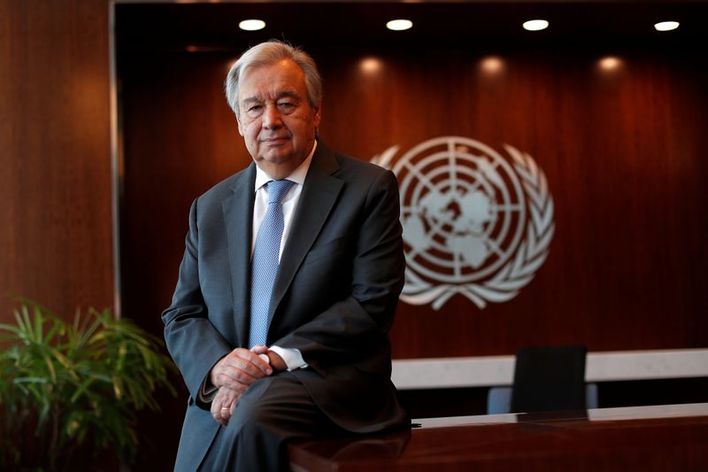 United Nations Secretary-General Antonio Guterres during interview with Reuters at