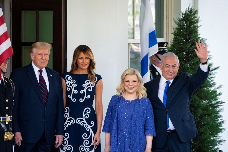 U.S. President Donald Trump welcomes Israeli Prime Minister Benjamin Netanyahu