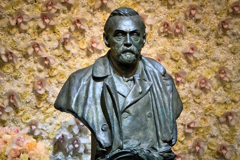 FILE PHOTO: FILE PHOTO: A bronze bust of Alfred Nobel