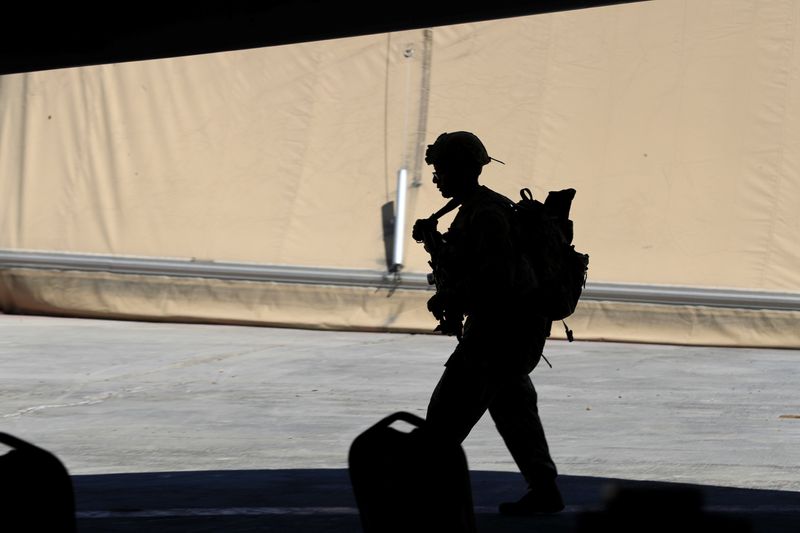 FILE PHOTO:  U.S.-led troops withdraw from Iraq’s Taji base