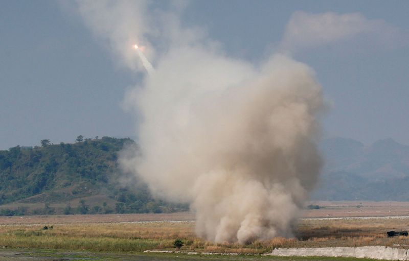 FILE PHOTO: U.S. military fires a High Mobility Artillery Rocket