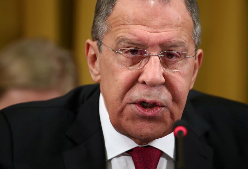 FILE PHOTO: Russian Foreign Minister Lavrov addresses the Conference on