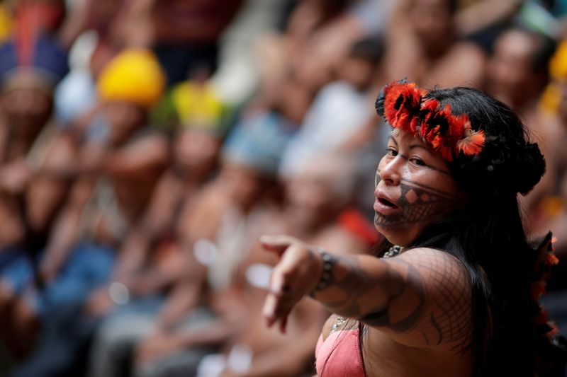 FILE PHOTO: Alessandra, indigenous woman of Munduruku tribe speaks during