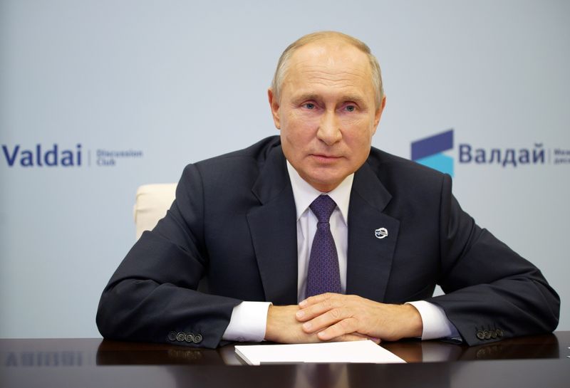 FILE PHOTO: Russia’s President Putin speaks at a meeting of