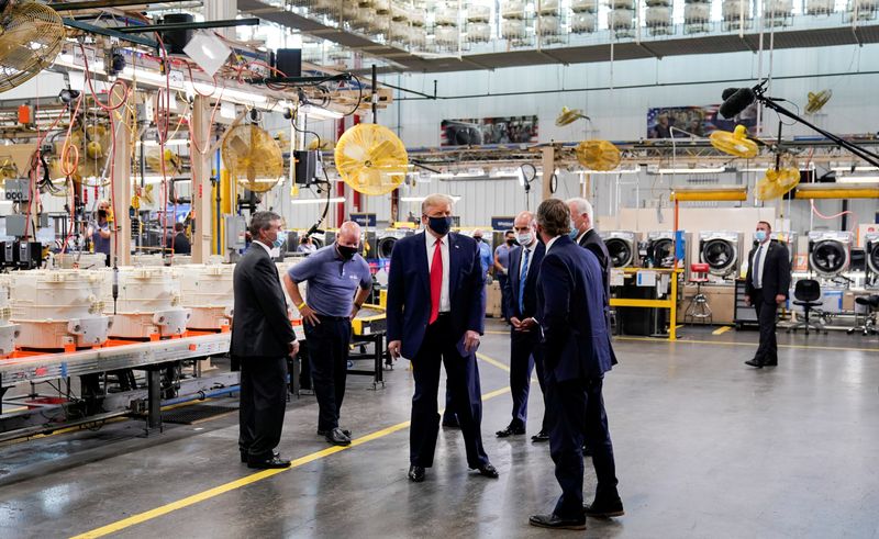 FILE PHOTO: U.S. President Donald Trump tours Whirlpool Corporation washing