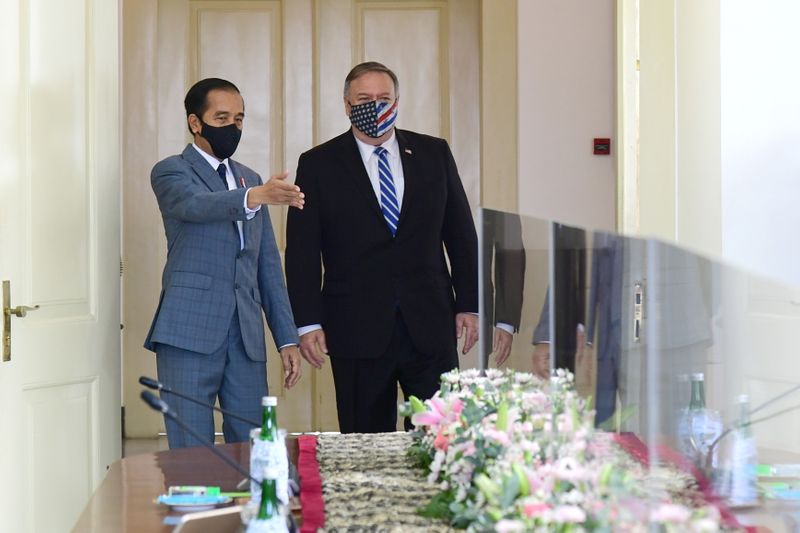Indonesian President Joko Widodo gestures during a meeting with U.S.