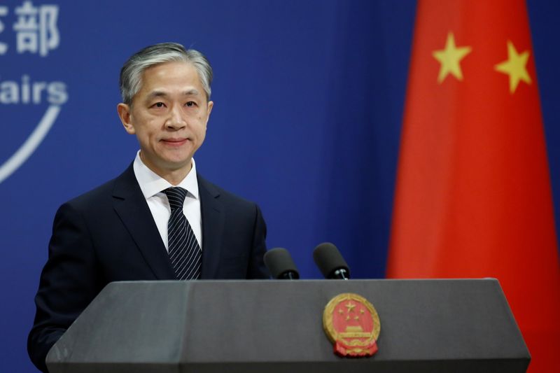 Chinese Foreign Ministry spokesman Wang Wenbin speaks during a news