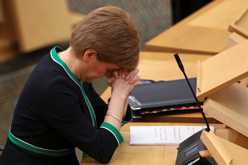 Scottish First Minister Nicola Sturgeon makes a statement to the