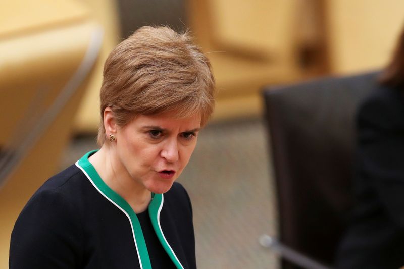 Scottish First Minister Nicola Sturgeon makes a statement to the